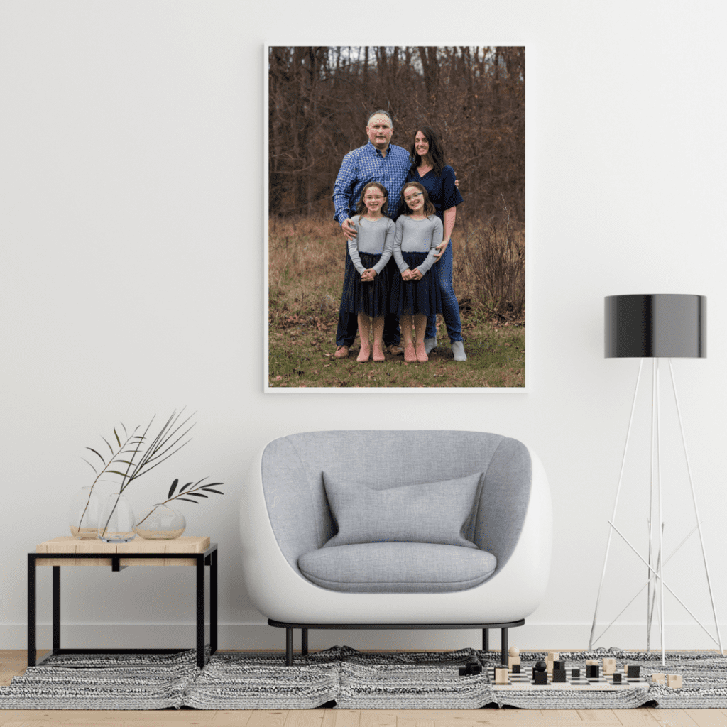 A beautiful family wall art hang in their living room.