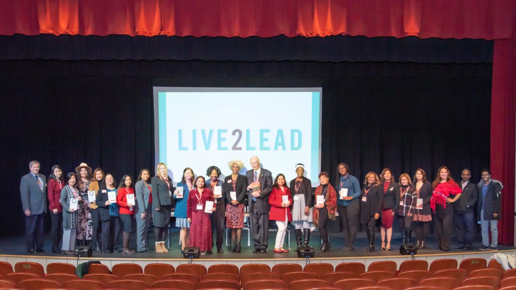 A group picture of the Live2Lead leadership conference in Fairlawn, New Jersey.