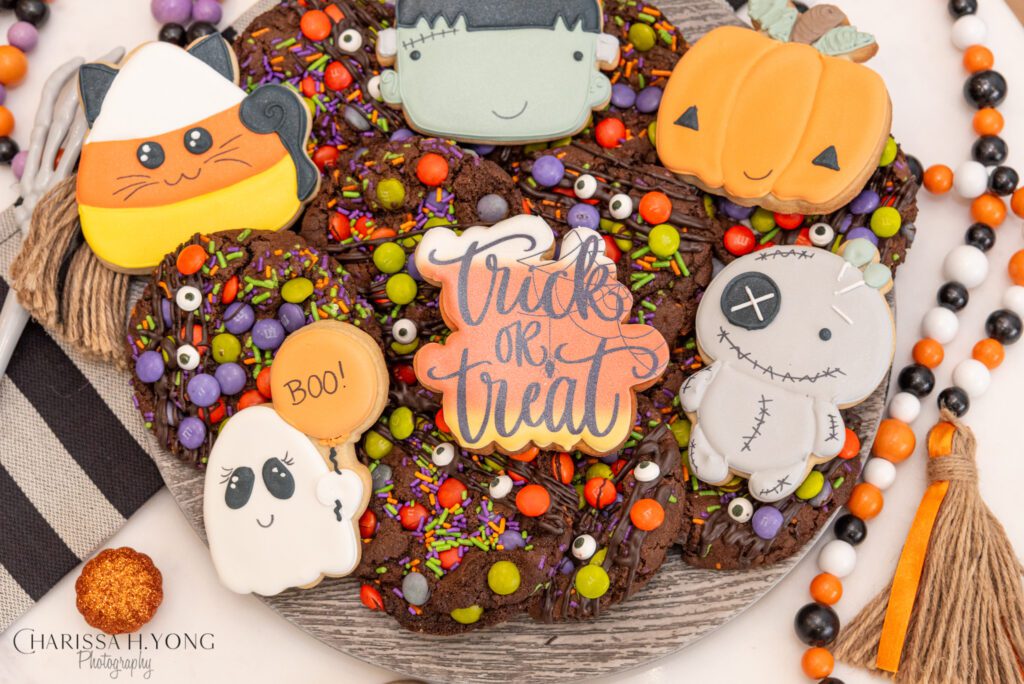 A platter of Halloween theme cookies created by the owner of Treat Me Sweet Cookies in Ridgewood, New Jersey.