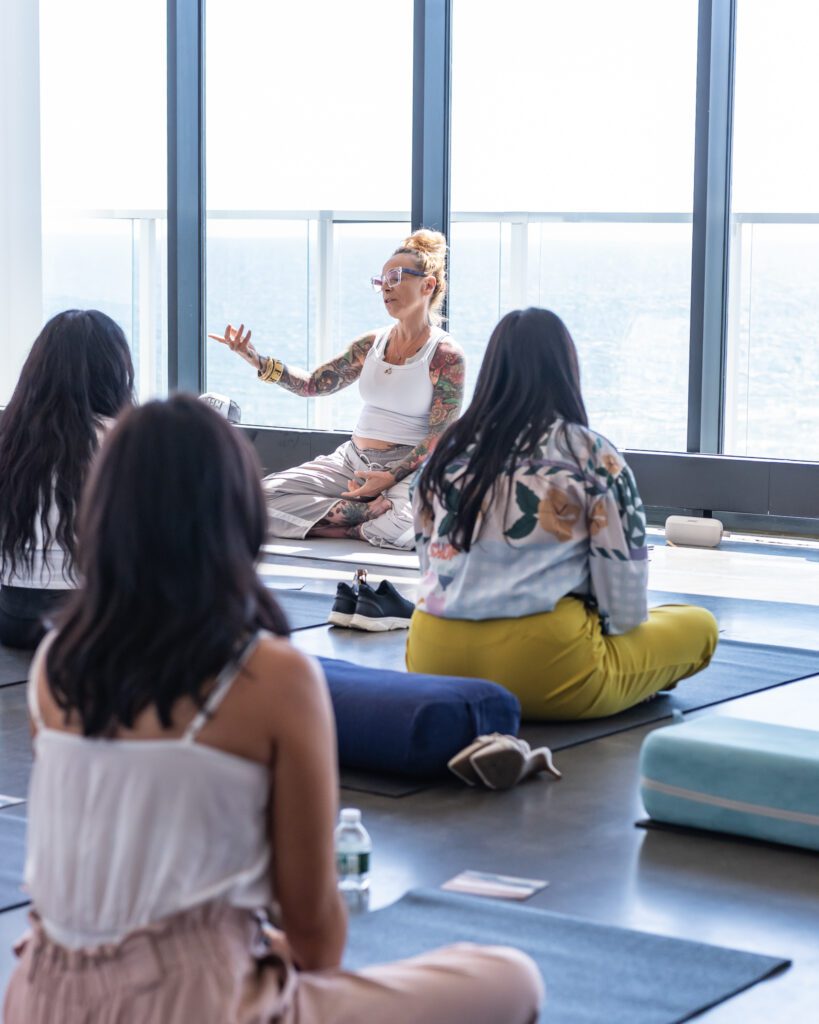Somatic grounding session at the Your Strategy Reset event in the Wave Resort.