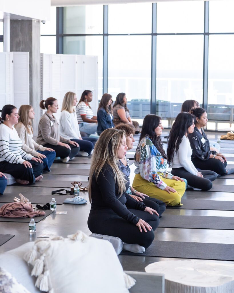 Somatic grounding session at the Your Strategy Reset event in the Wave Resort.