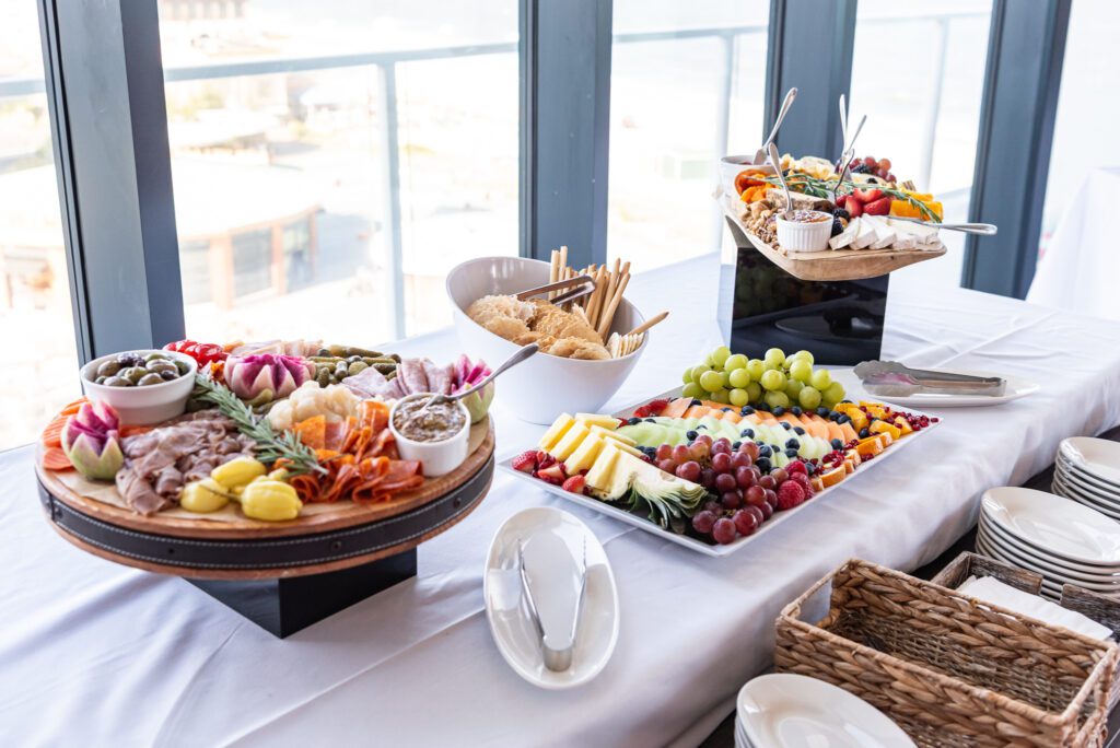 Fruits and cheese platters at the Wave Resort event space in Long Branch.