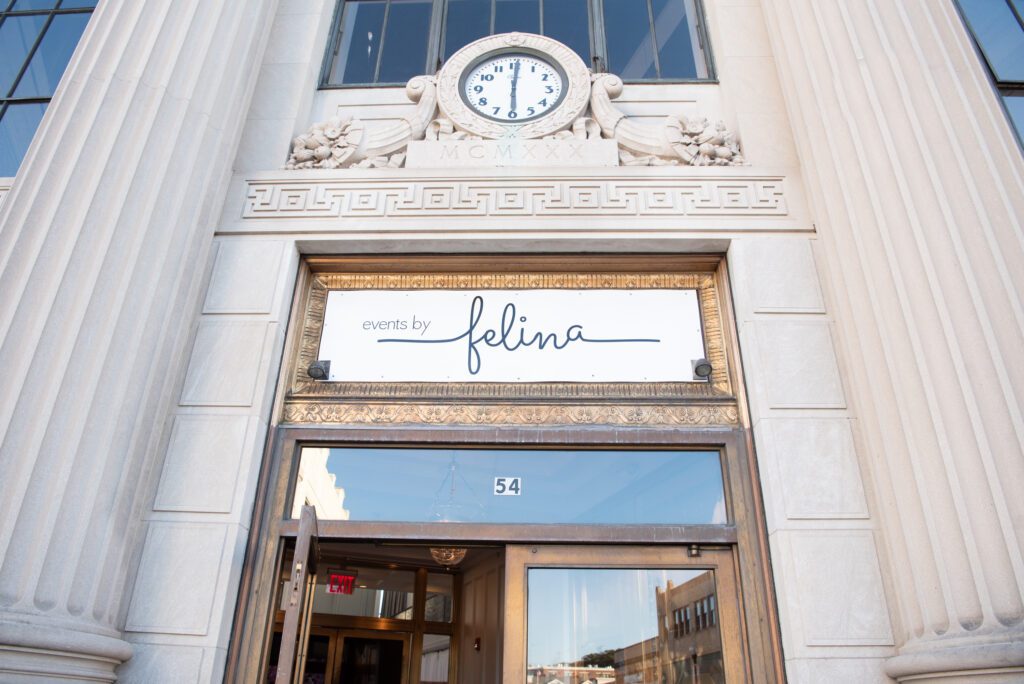 The front entrance of Felina catering in Ridgewood, New Jersey.