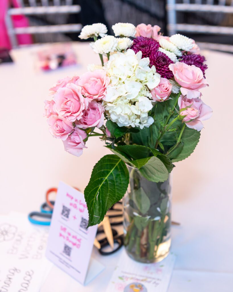 Floral centerpiece at an event.