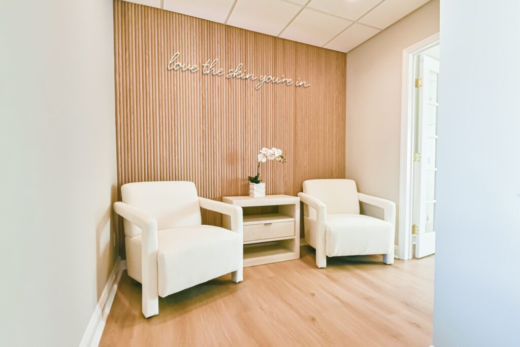 Aesthetician's office waiting room area